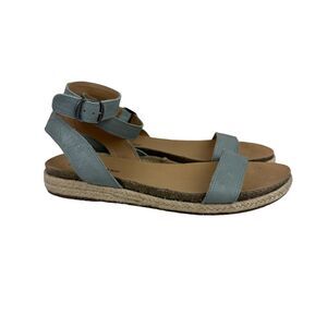Lucky Brand Garston Espadrille Sandals Size 10 Blue Leather Ankle Strap
